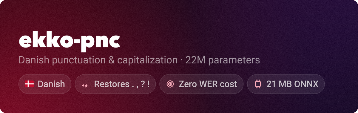 Ekko PnC v2 — Danish punctuation restoration