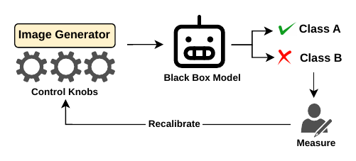 Controllable image generation and recorded black-box predictions for post-hoc interpretation