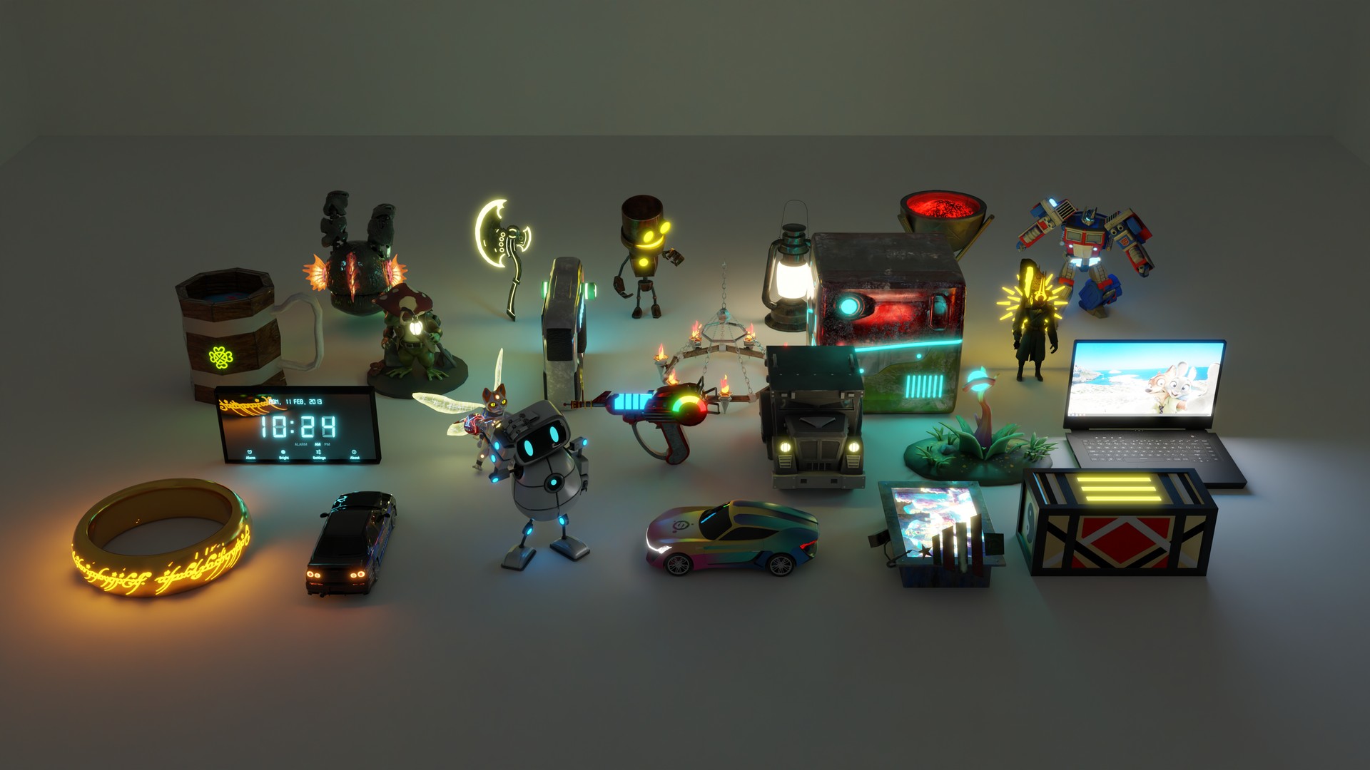 LightGenBench shapes with their emission on