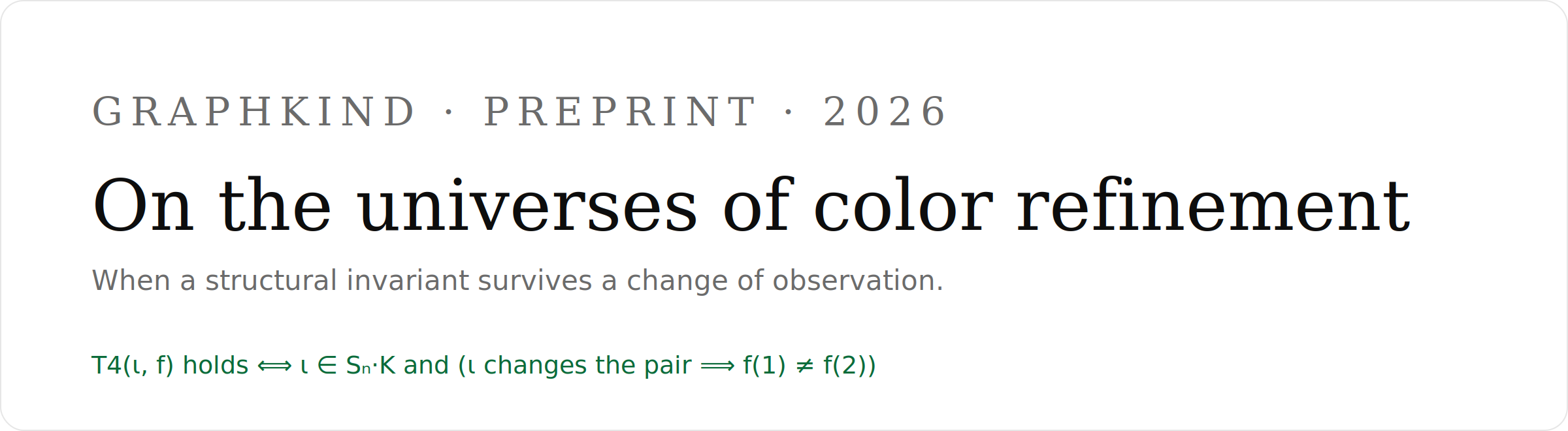 GraphKind — Universes of color refinement