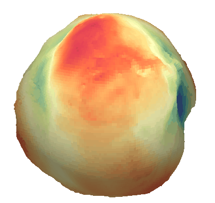 The EGM2008 geoid spinning, exaggerated