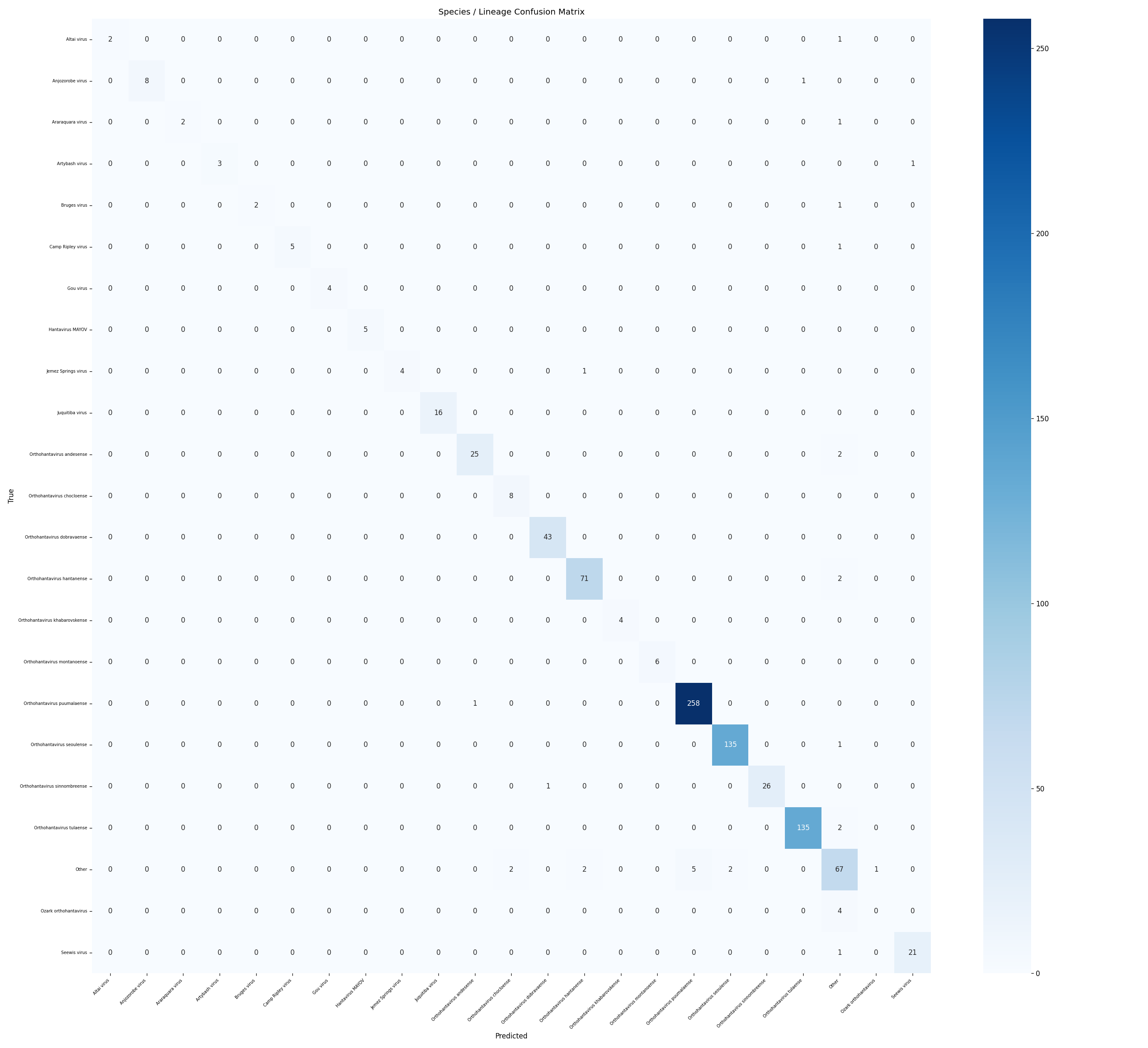 Species confusion matrix